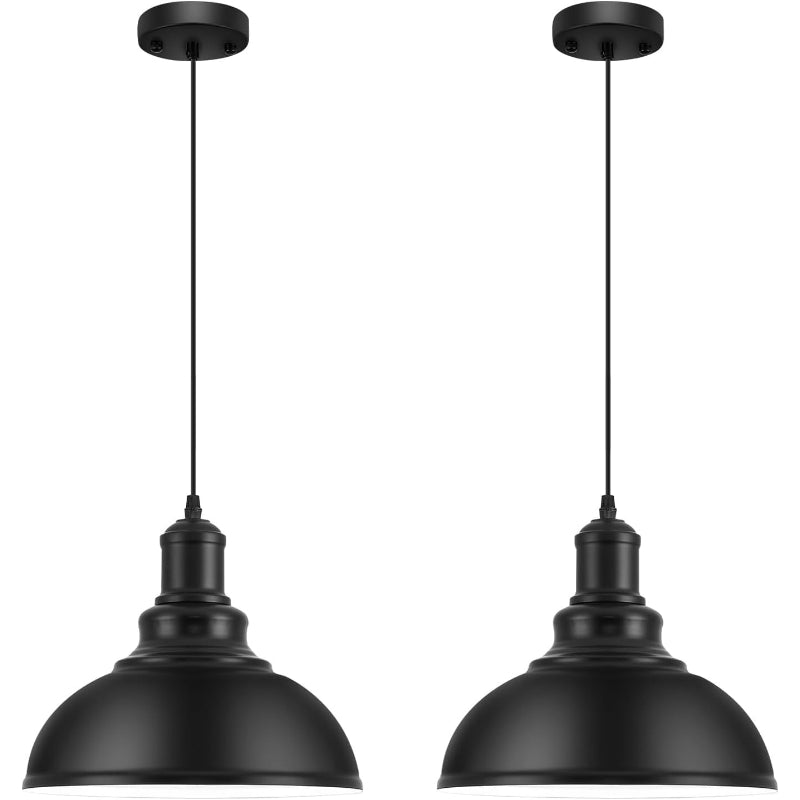 Farmhouse Black Metal Shade Pendant Lights