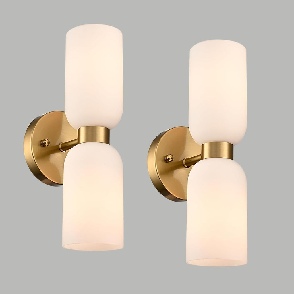 Modern Gold Milky‑Glass Wall Sconces Set