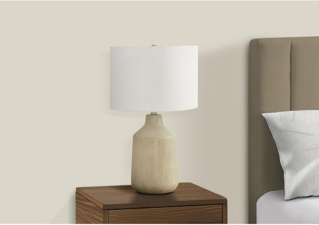 Beige Concrete Drum Shade Table Lamp