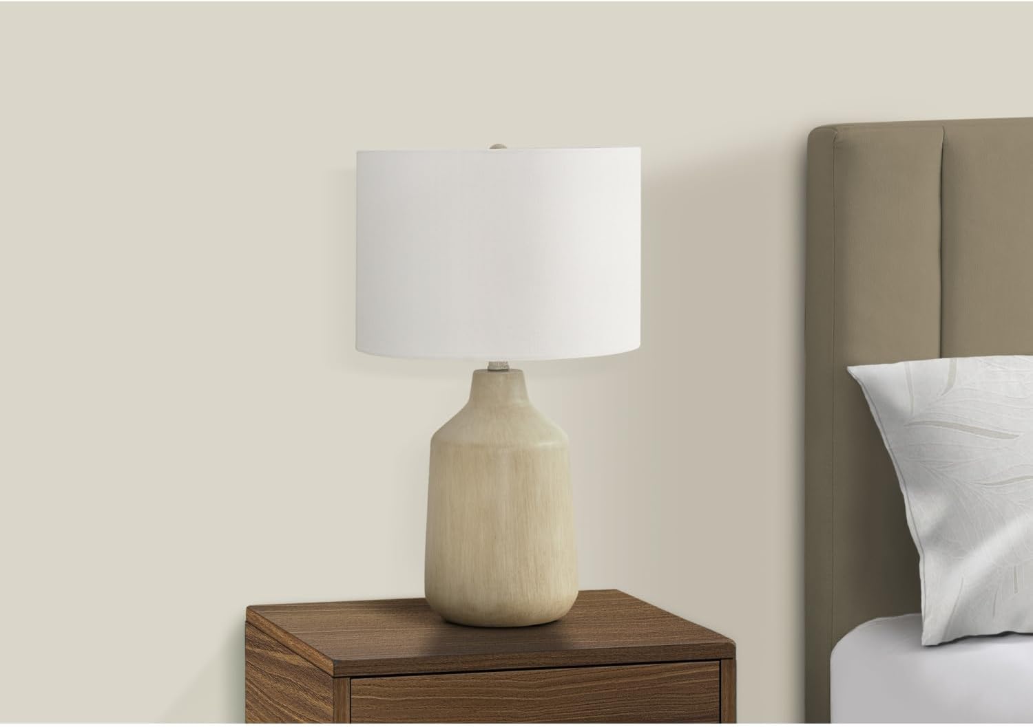 Beige Concrete Drum Shade Table Lamp