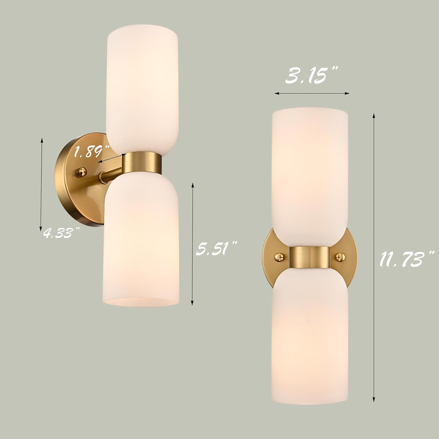 Modern Gold Milky‑Glass Wall Sconces Set
