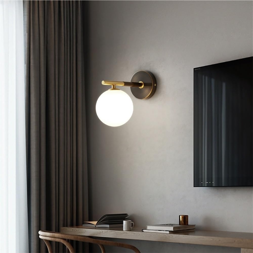 Milky Glass Globe Wall Sconce Fixture