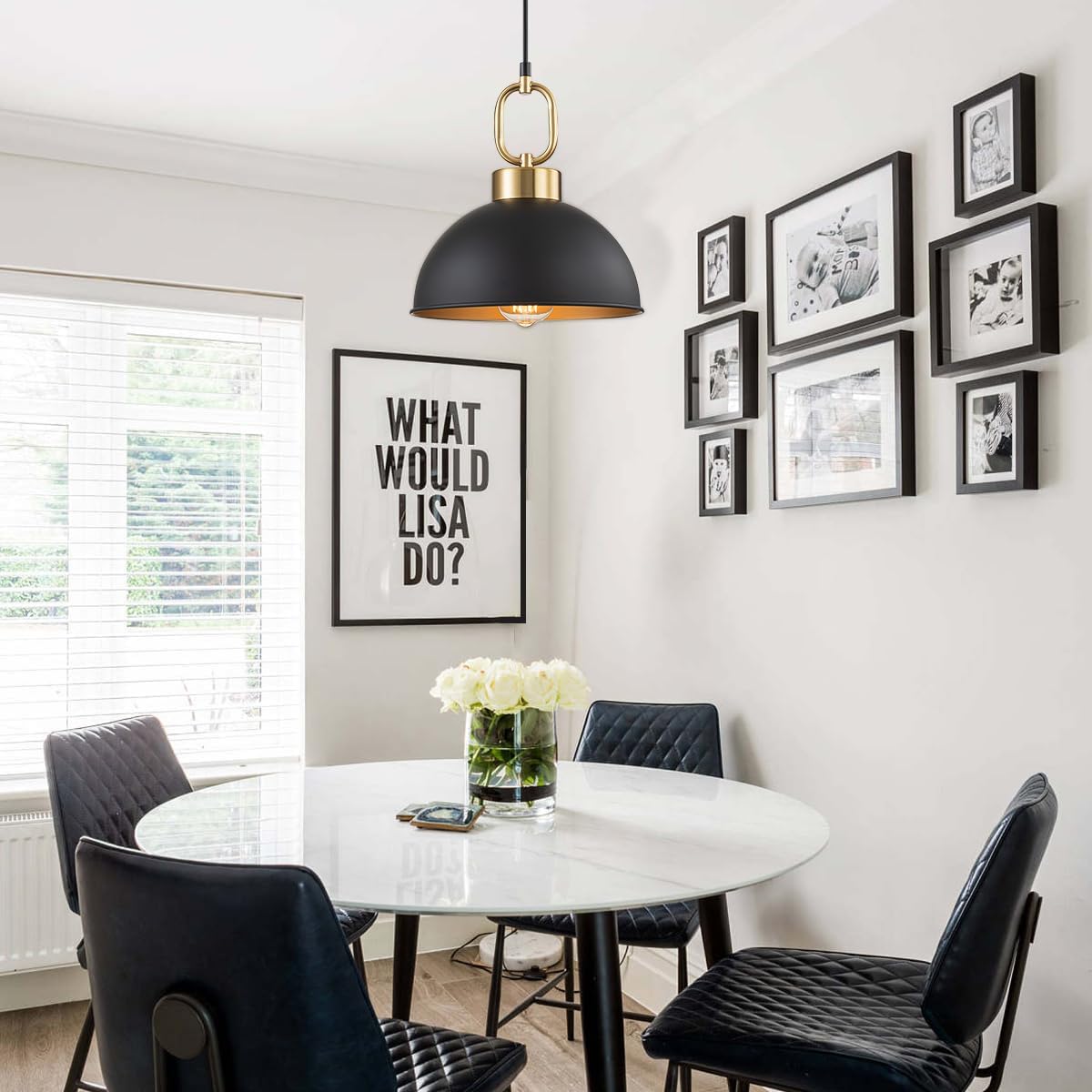 Black Gold Dome Kitchen Pendant Light