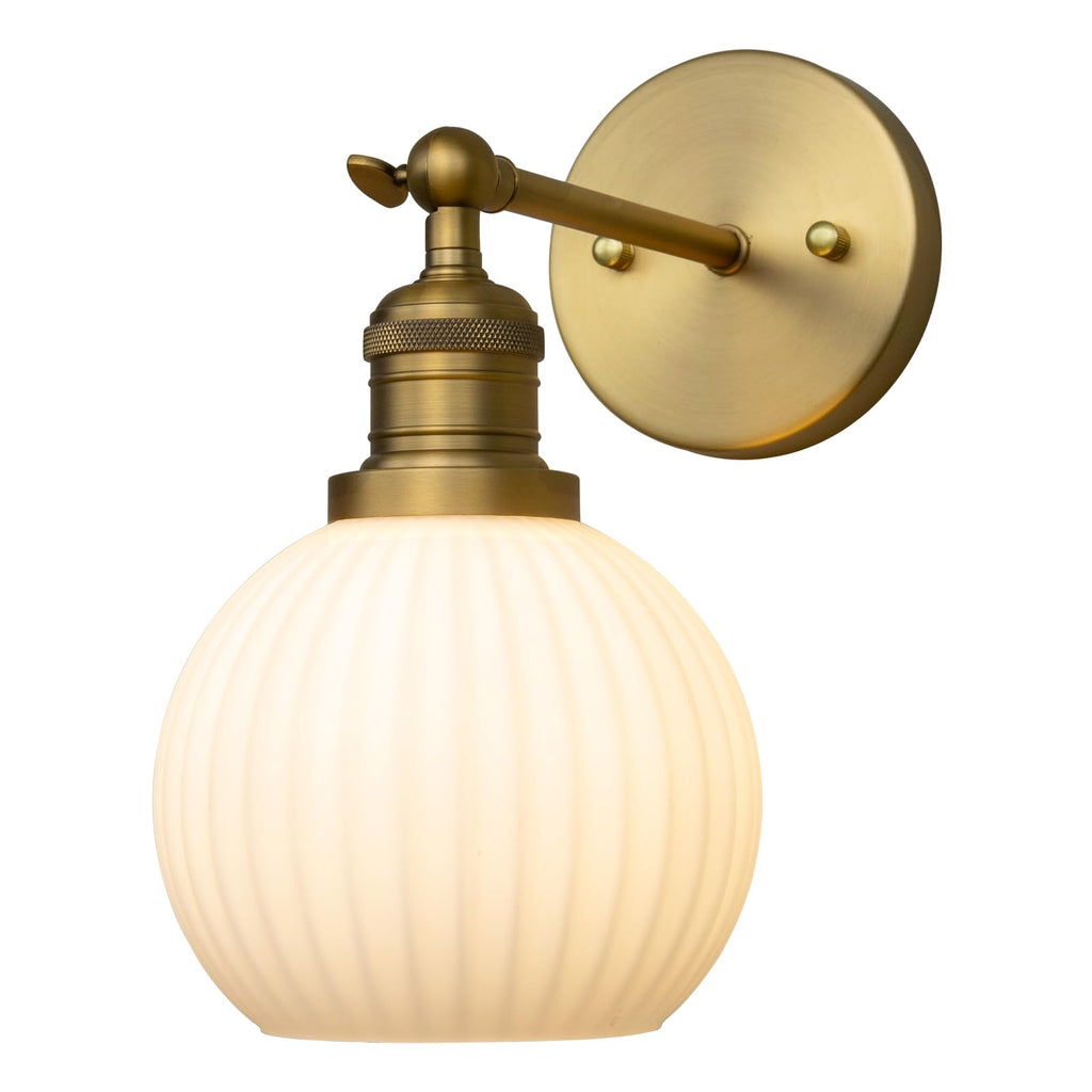 Vintage Gold Milk‑Glass Globe Wall Sconce