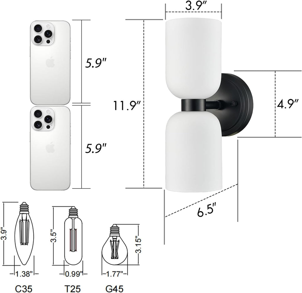 Black Glass Vine Shade Wall Sconces