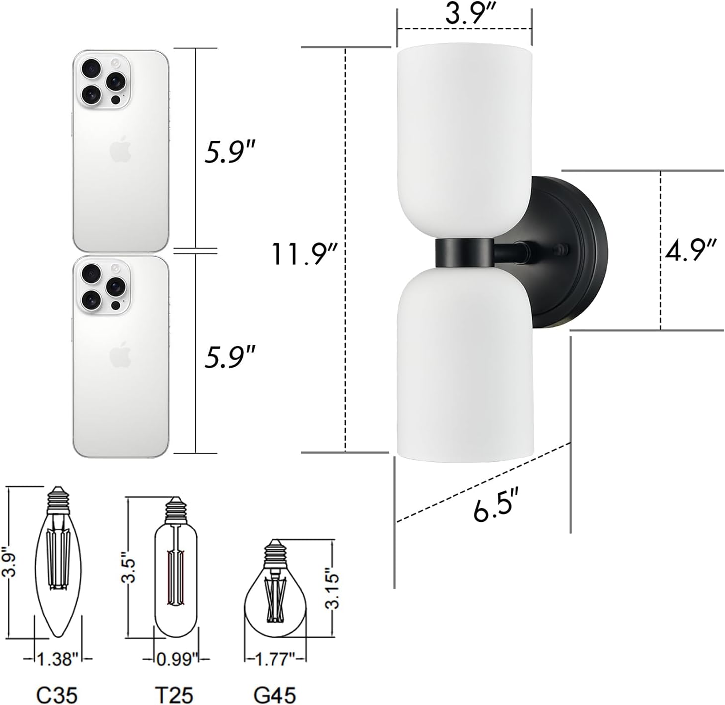Black Glass Vine Shade Wall Sconces