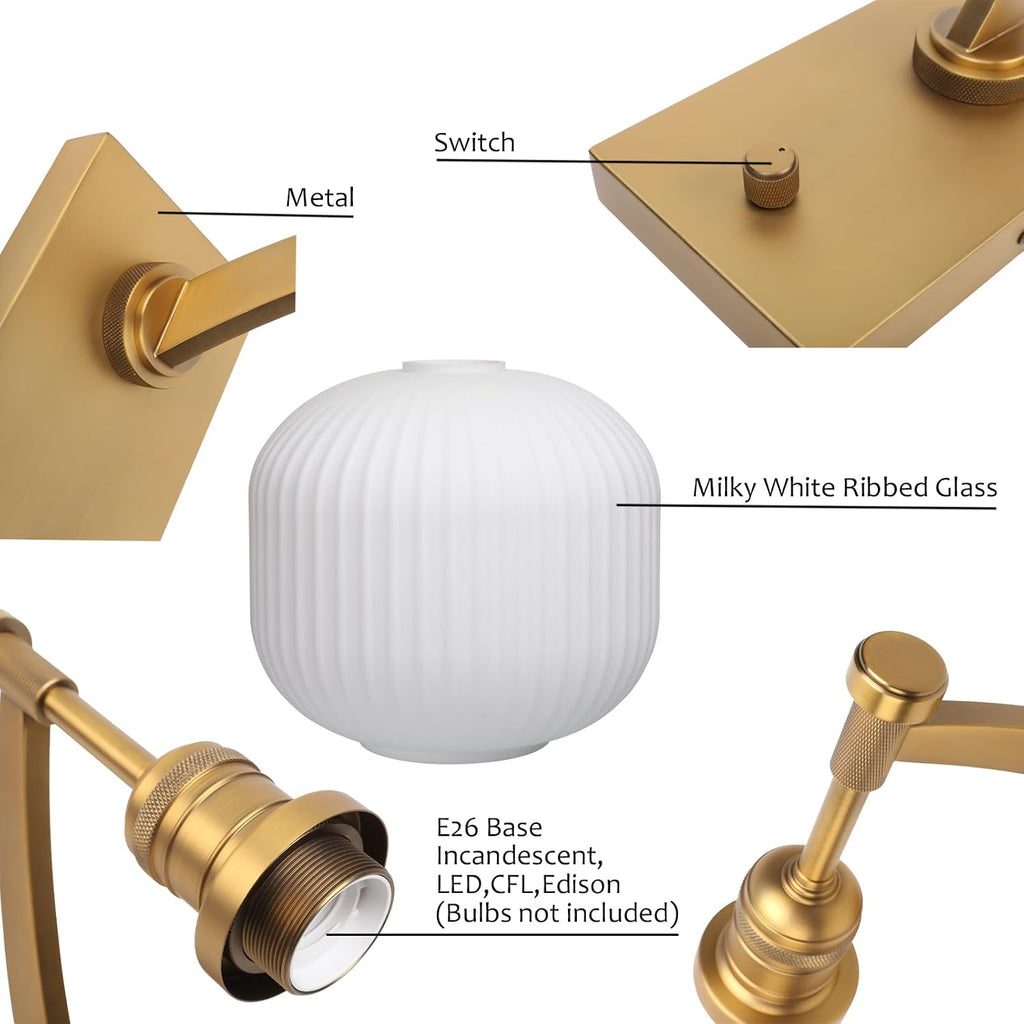 Vintage White Glass Wall Sconce Fixture