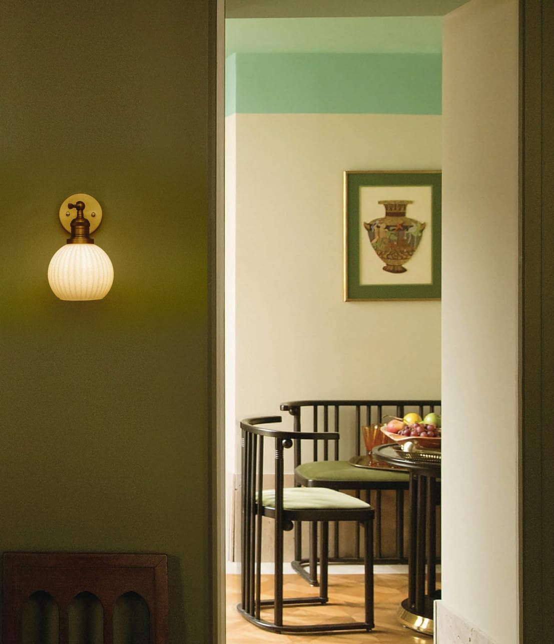 Vintage Gold Milk‑Glass Globe Wall Sconce