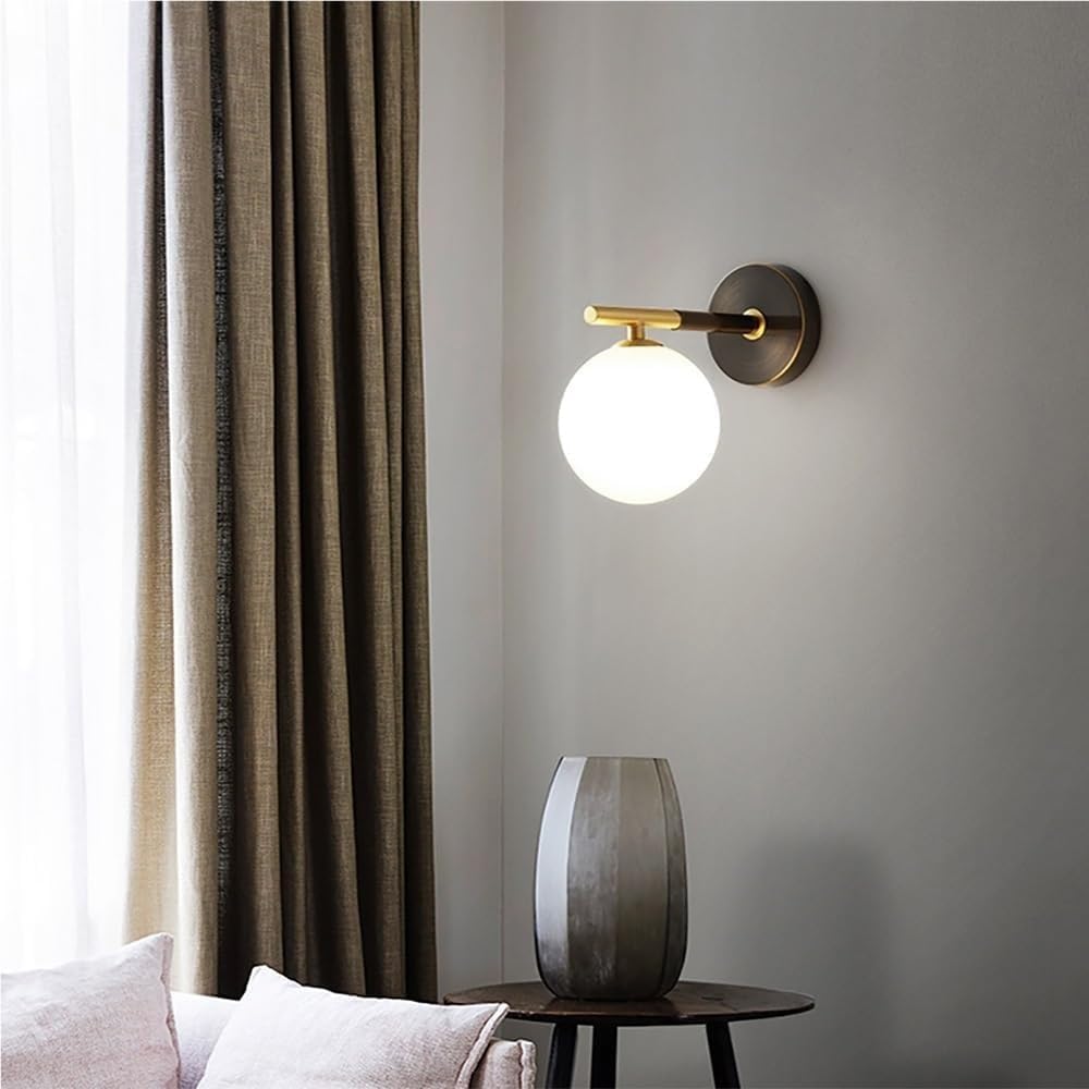 Milky Glass Globe Wall Sconce Fixture