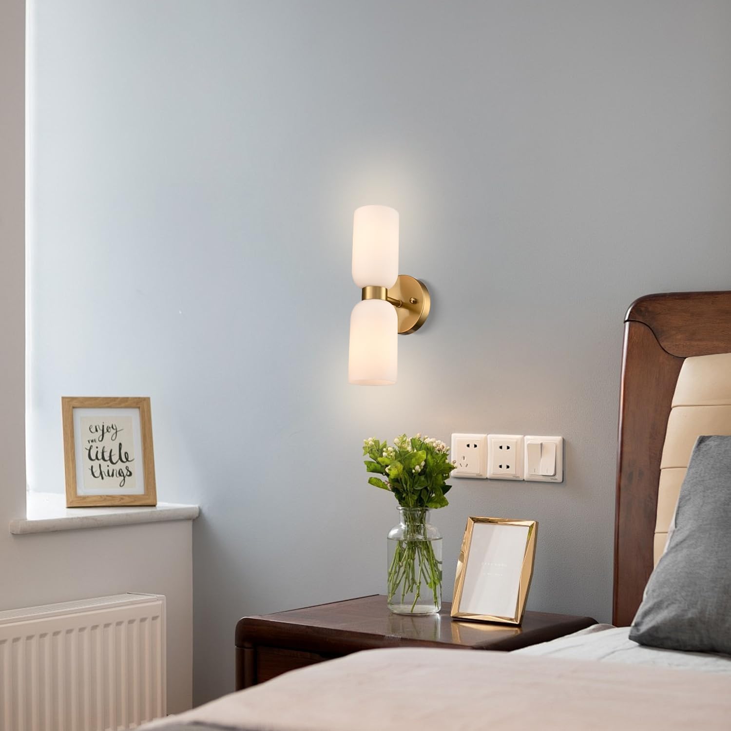 Modern Gold Milky‑Glass Wall Sconces Set