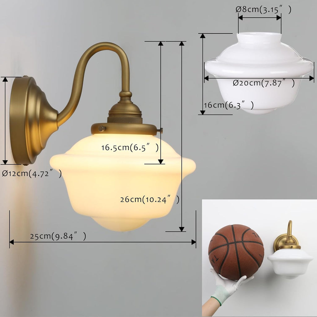 Vintage Milk‑Glass Swan Neck Wall Sconce