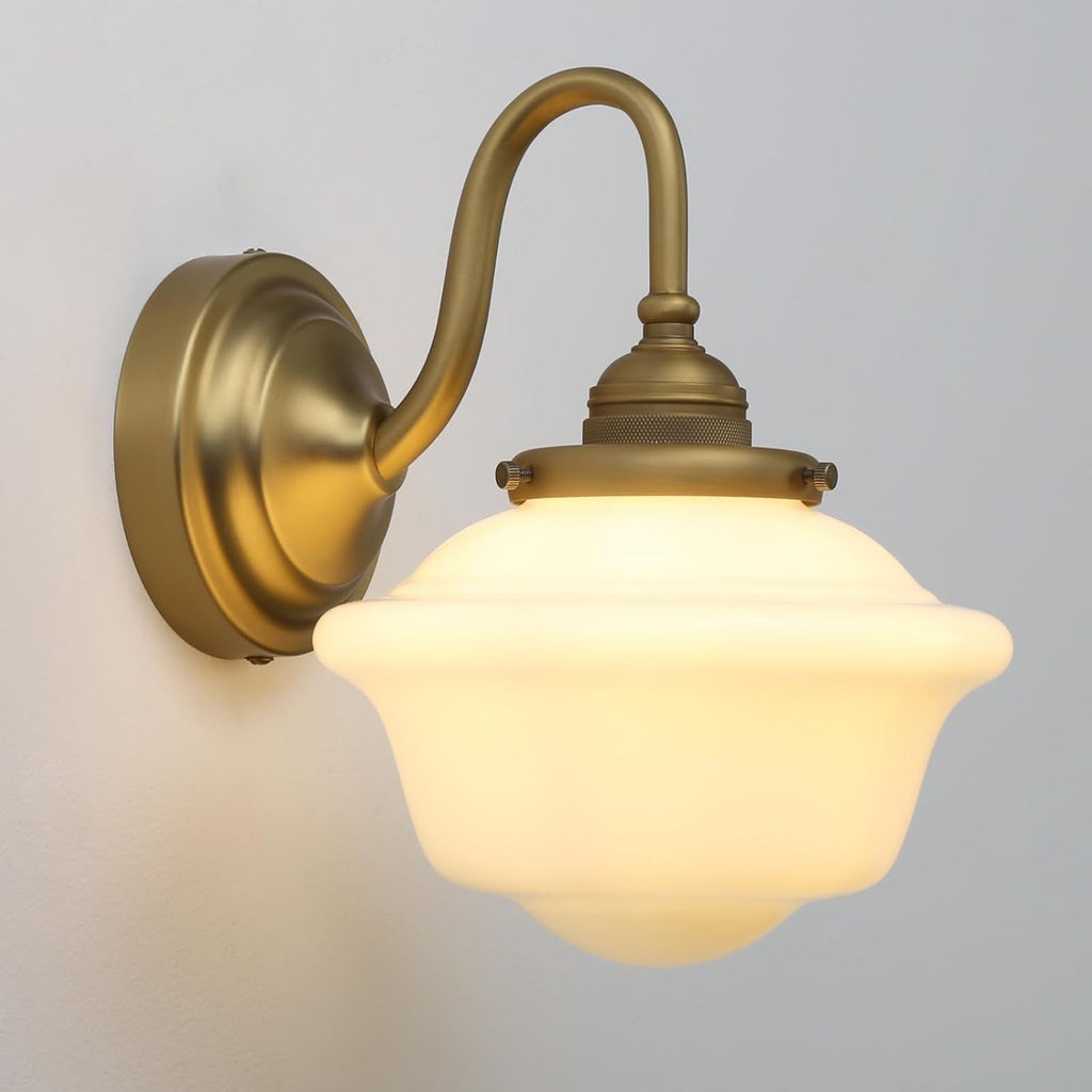 Vintage Milk‑Glass Swan Neck Wall Sconce