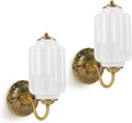 Vintage Milk‑Glass Vanity Wall Sconces