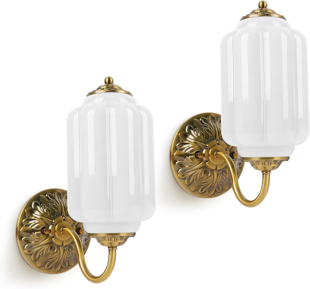 Vintage Milk‑Glass Vanity Wall Sconces