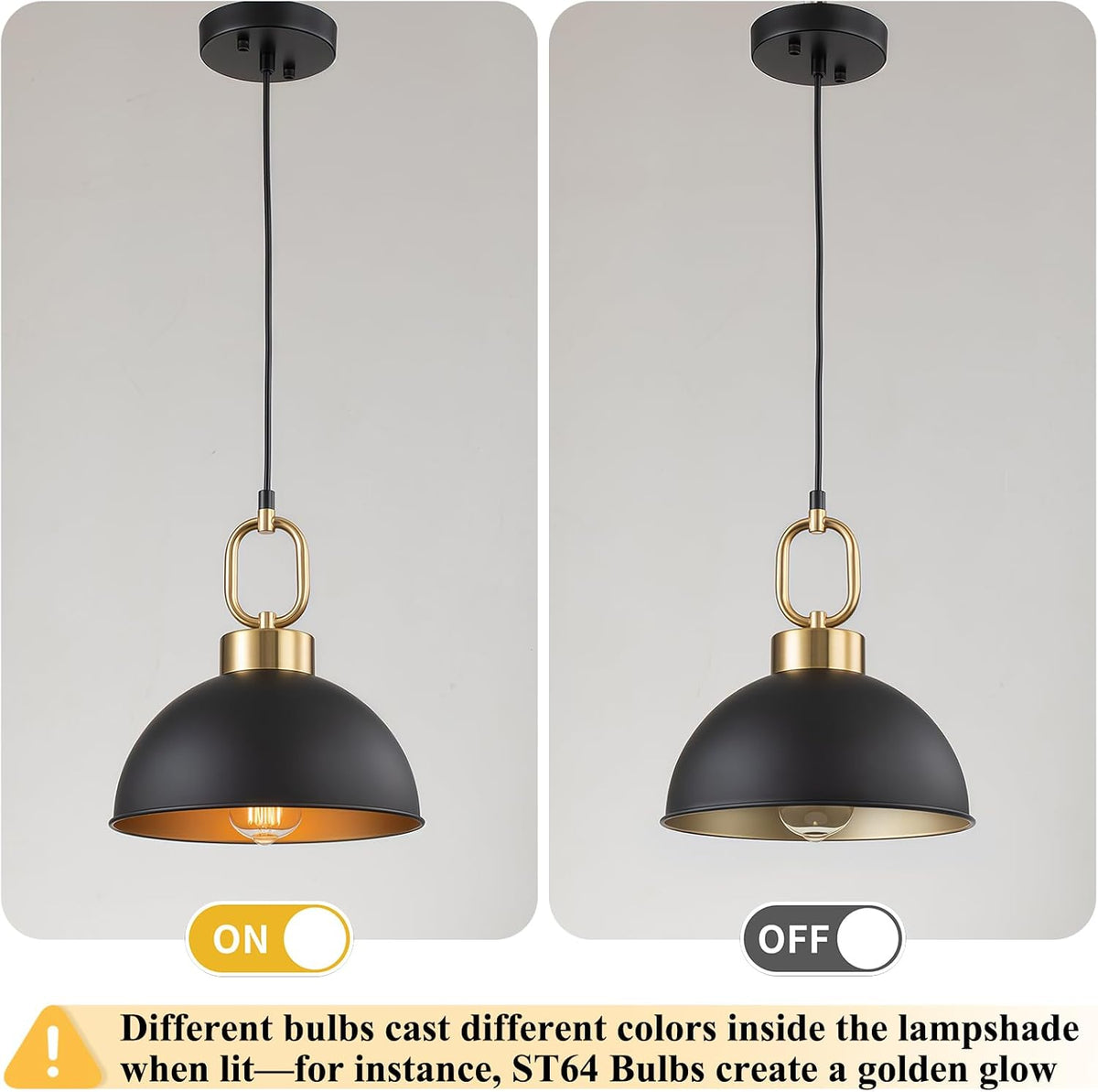 Black Gold Dome Kitchen Pendant Light