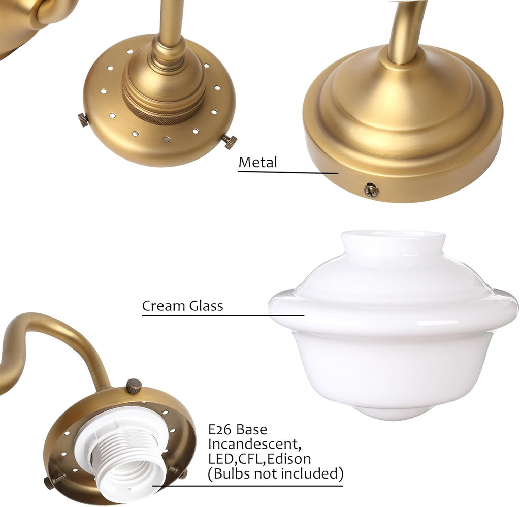 Vintage Milk‑Glass Swan Neck Wall Sconce