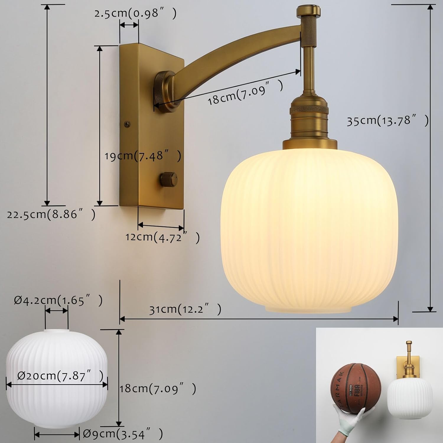 Vintage White Glass Wall Sconce Fixture