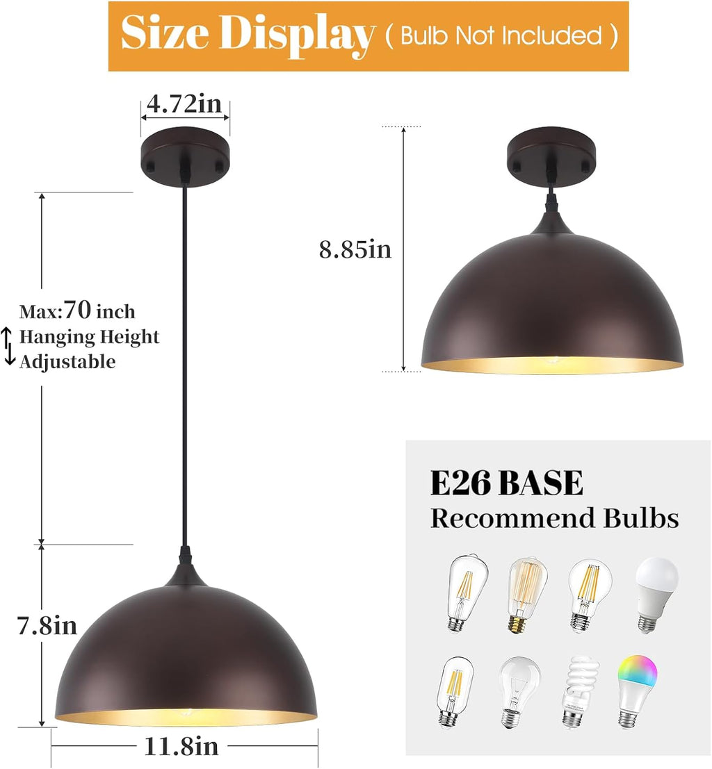 Adjustable Bronze Dome Pendant Light Fixtures