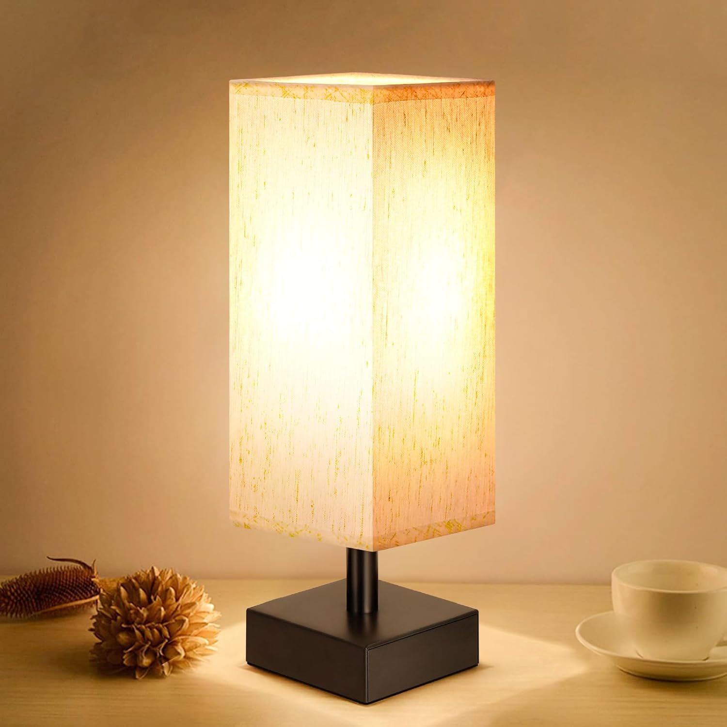 Cream Fabric Shade Small Bedside Lamp