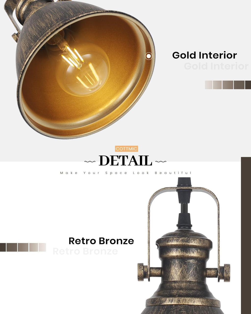 Vintage Adjustable Bronze Pendant Lights