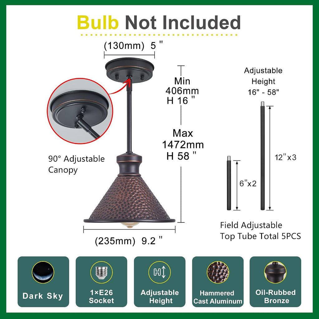 Farmhouse Bronze Adjustable Pendant Lights