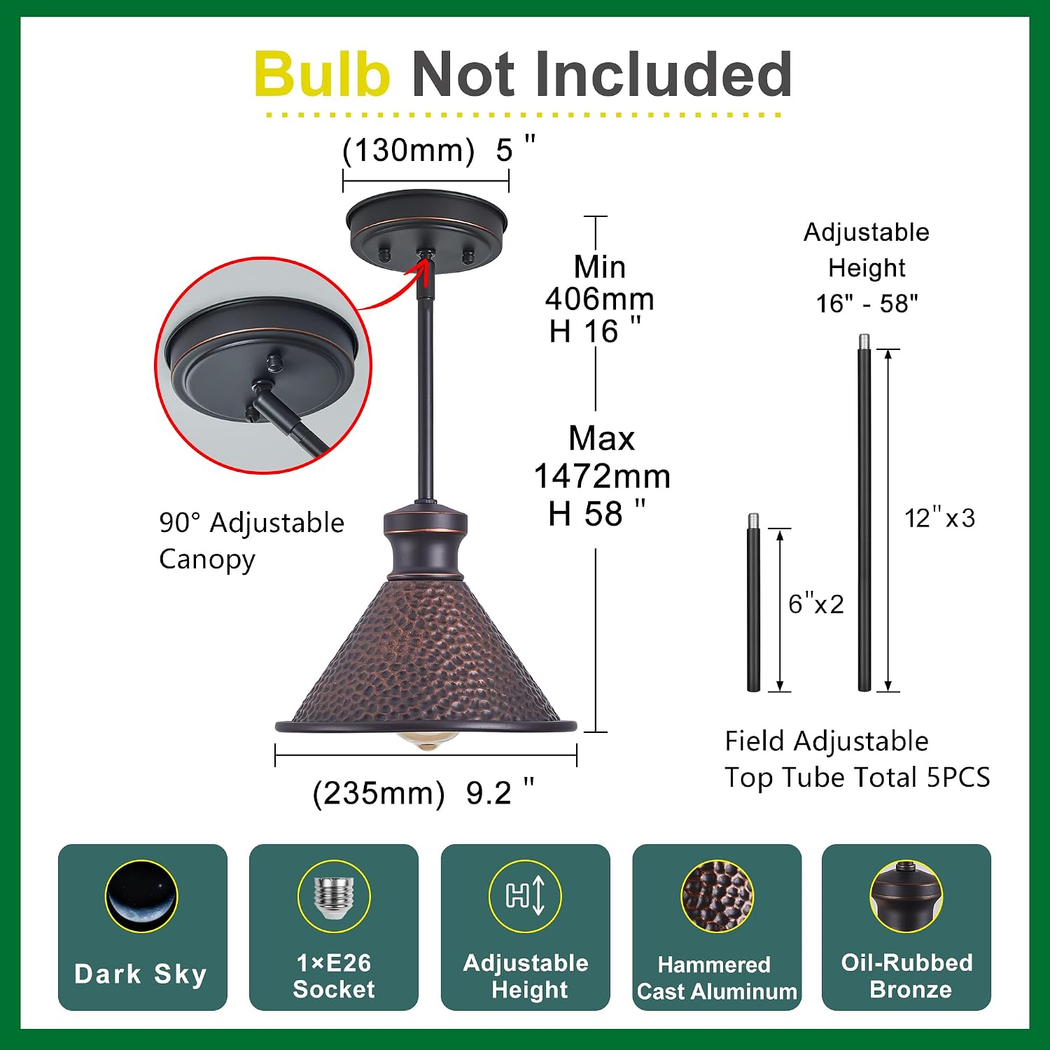 Farmhouse Bronze Adjustable Pendant Lights