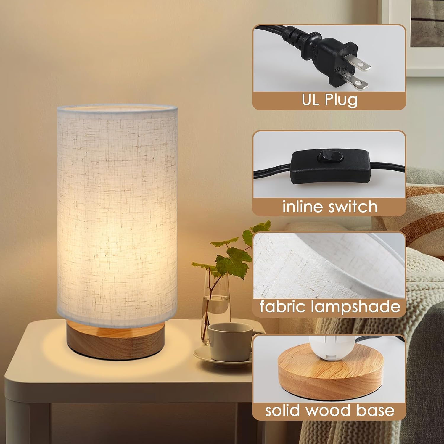 Minimalist Linen Shade Bedside Lamp