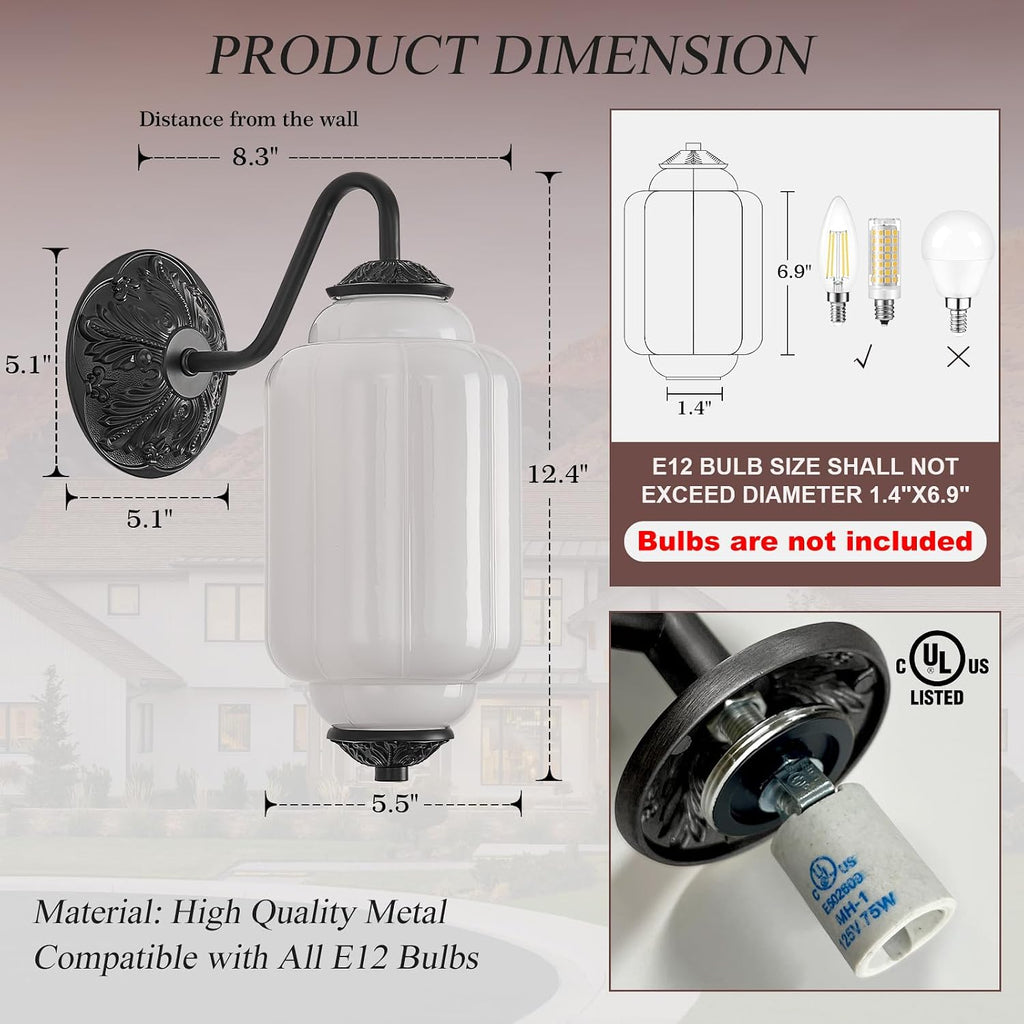 Vintage Milk‑Glass Antique Wall Sconces