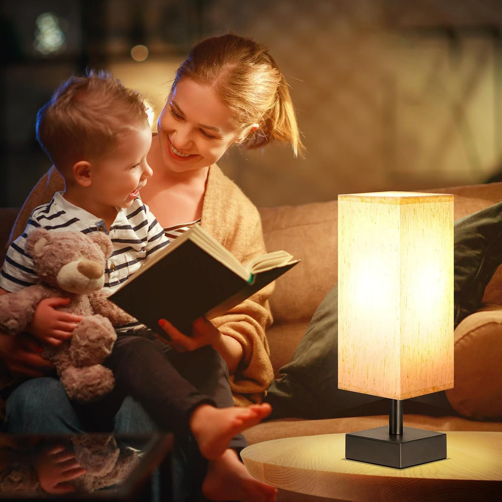 Cream Fabric Shade Small Bedside Lamp