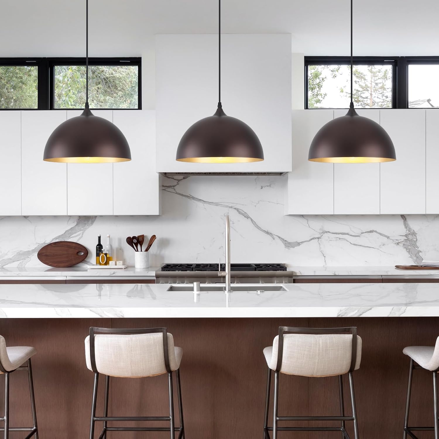 Adjustable Bronze Dome Pendant Light Fixtures