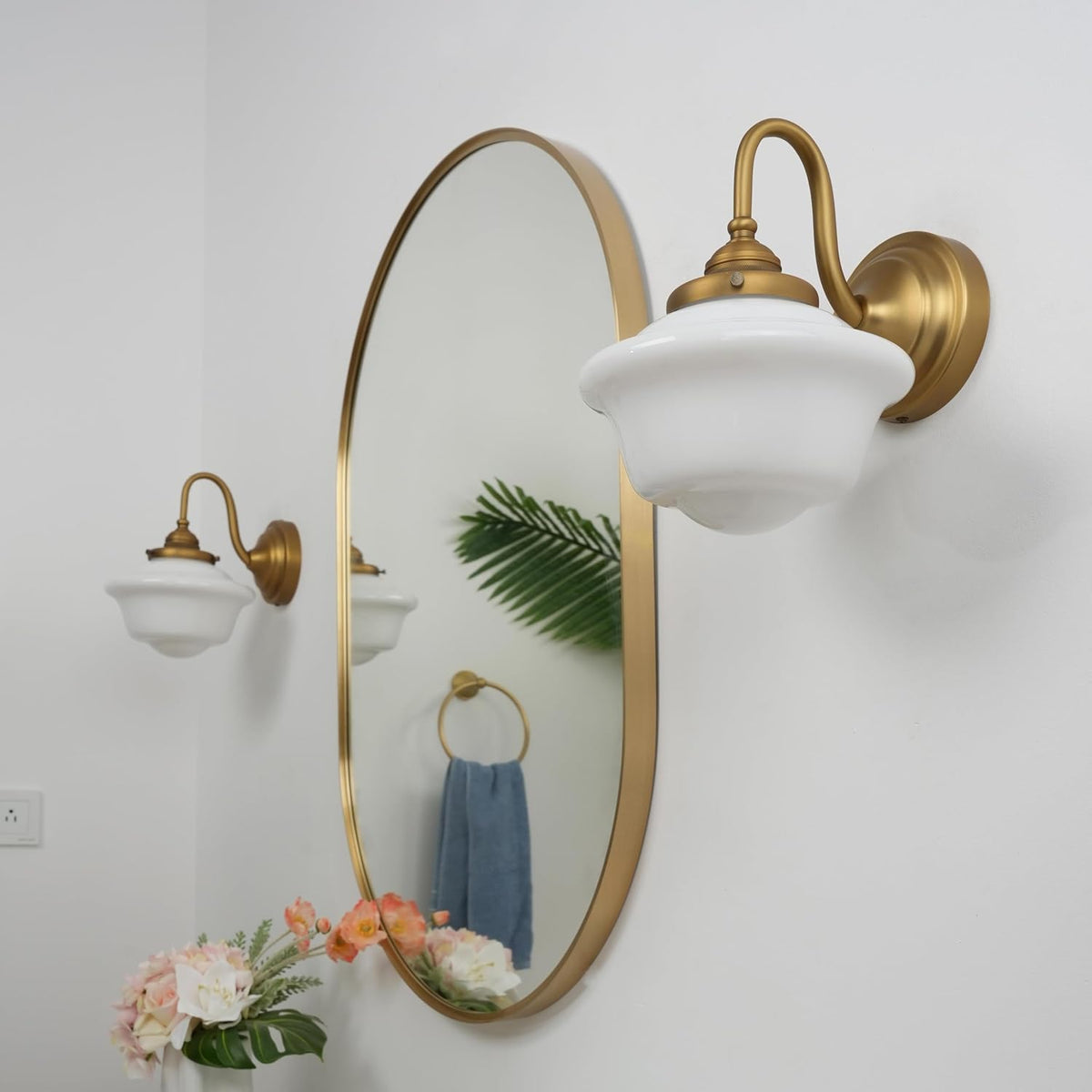 Vintage Milk‑Glass Swan Neck Wall Sconce