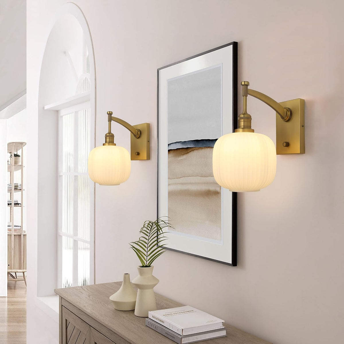 Vintage White Glass Wall Sconce Fixture