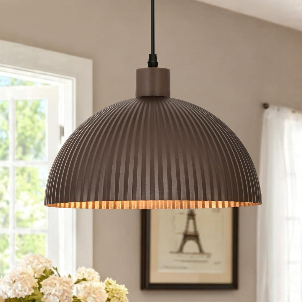 Rustic Bronze Dome Pendant Light Fixture