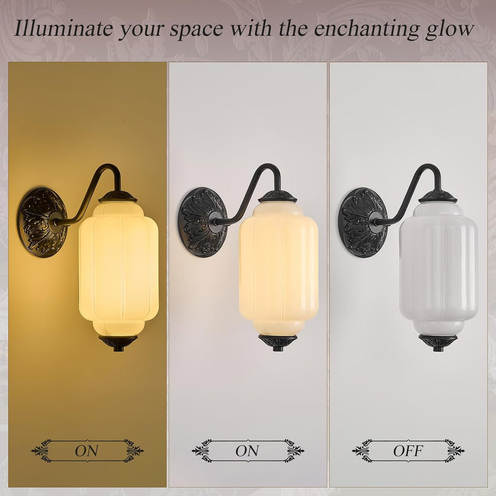Vintage Milk‑Glass Antique Wall Sconces