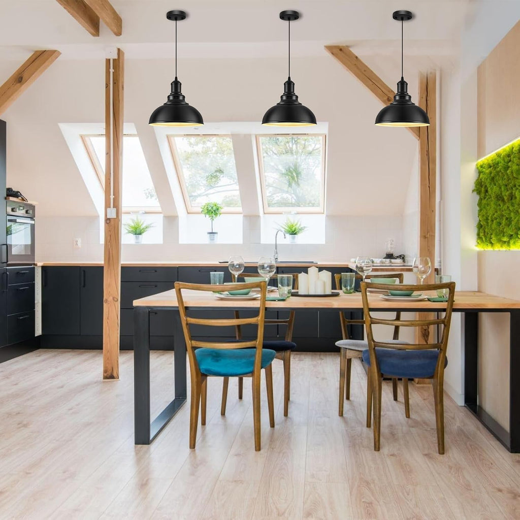 Farmhouse Black Metal Shade Pendant Lights