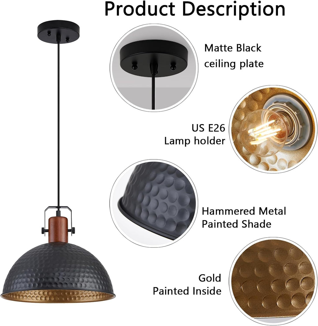 Industrial Black Dome Pendant Light Fixtures