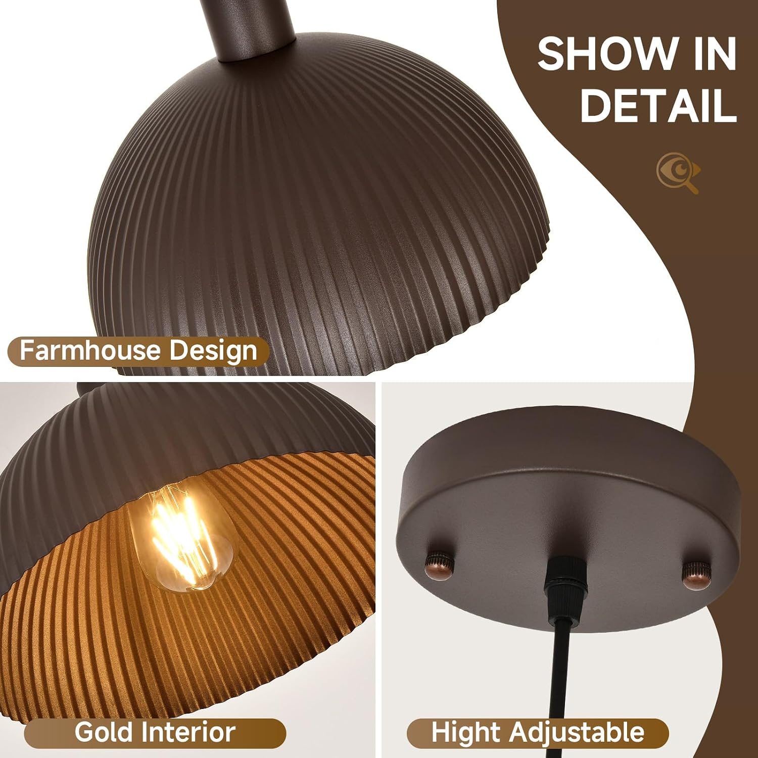 Rustic Bronze Dome Pendant Light Fixture