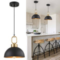 Black Gold Dome Kitchen Pendant Light