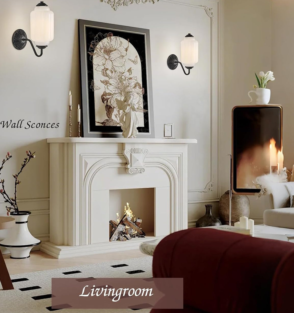 Vintage Milk‑Glass Antique Wall Sconces