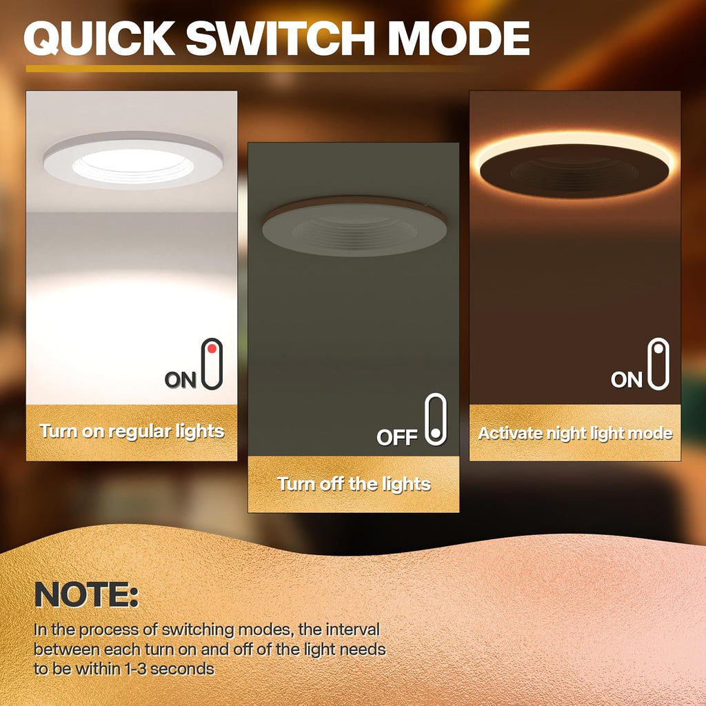 Metal LED Recessed Night Light Fixtures