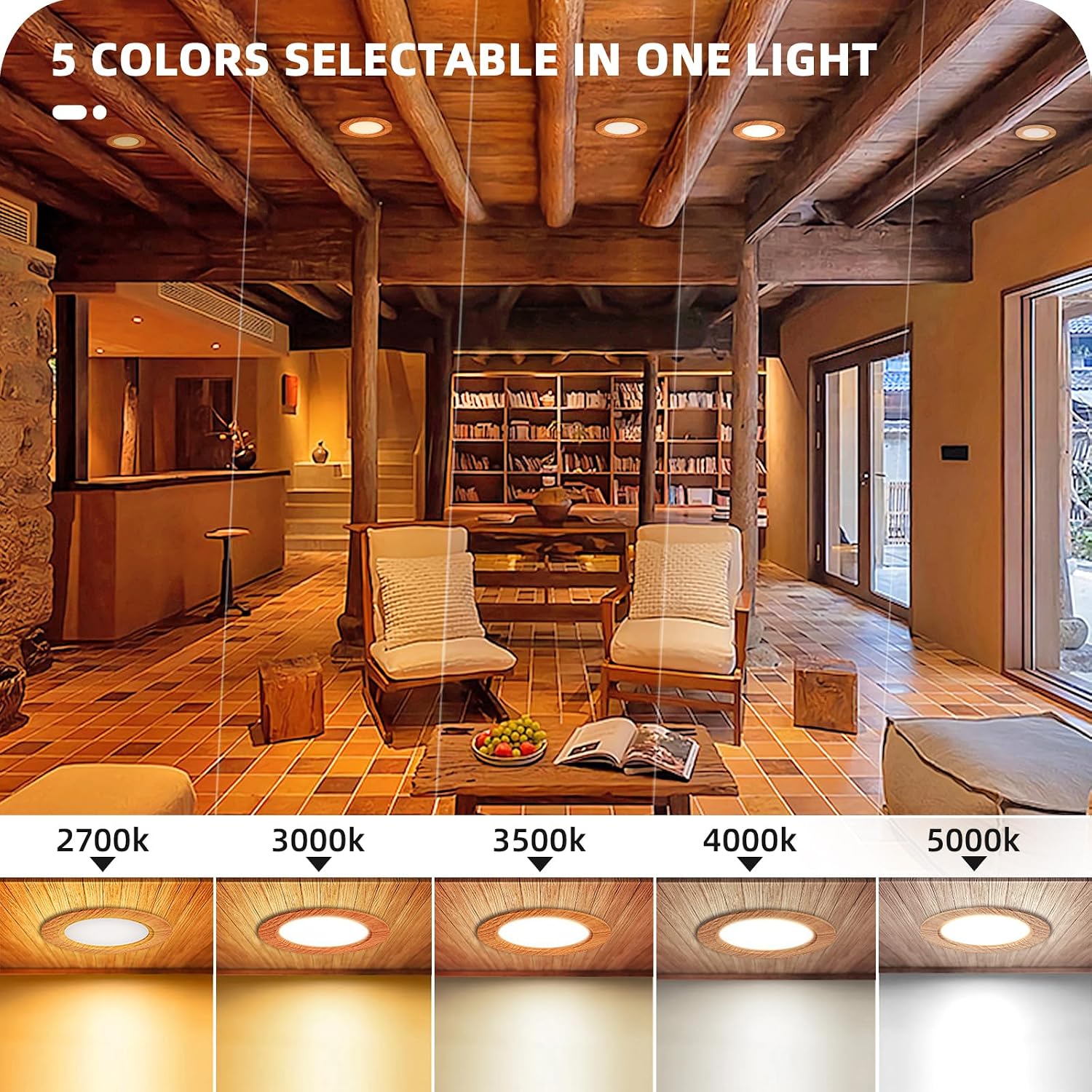 Wood Grain 5CCT Dimmable Recessed Lights