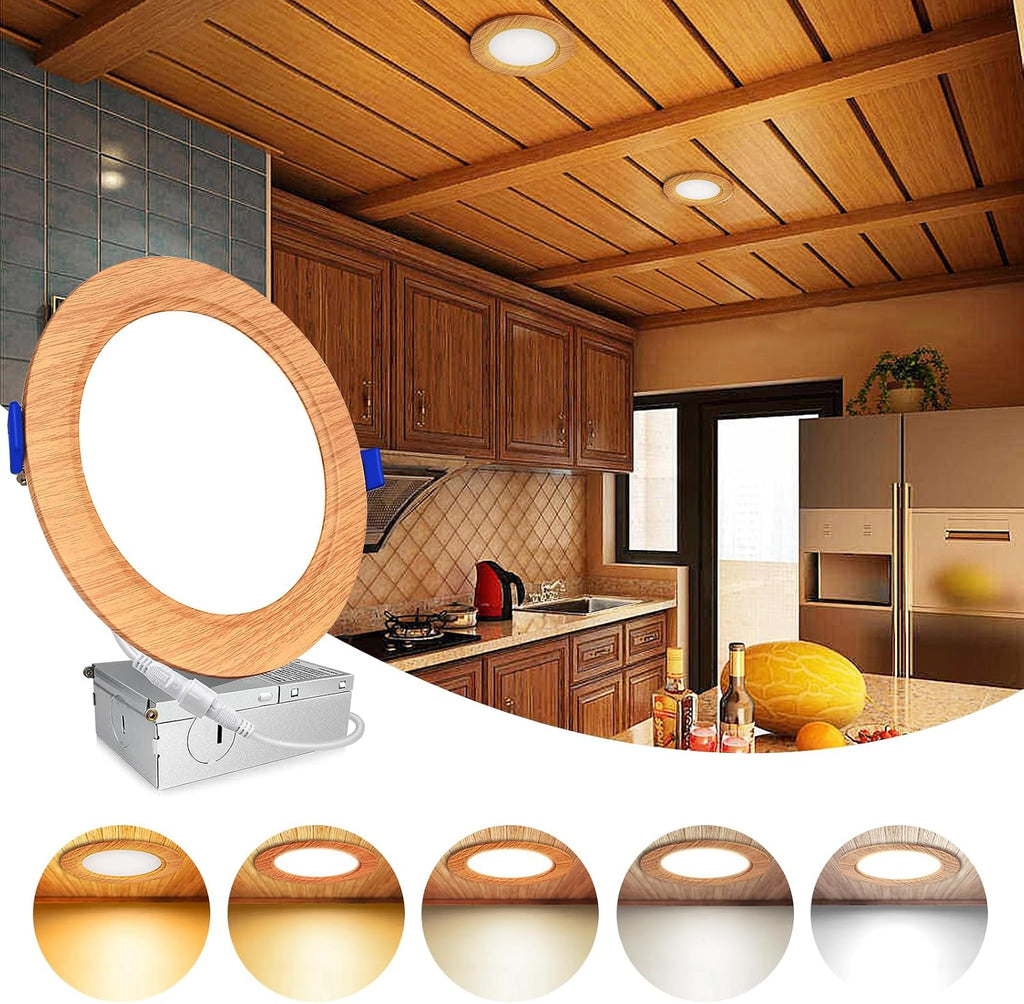 Wood Grain 5CCT Dimmable Recessed Lights