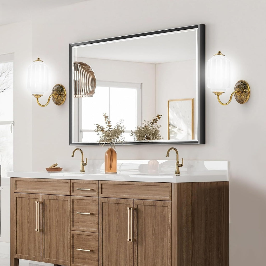 Vintage Milk‑Glass Vanity Wall Sconces