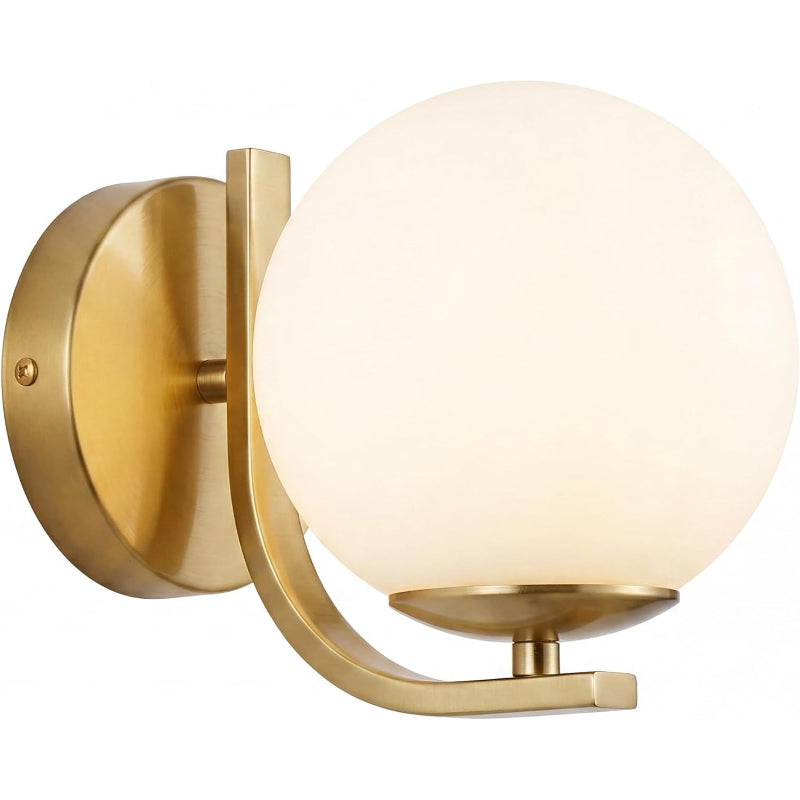 Mid‑Century Gold Globe Glass Wall Sconces